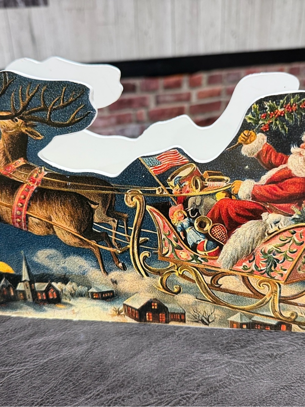 Bethany Lowe Vintage-Style Santa Sleigh Holiday Decoration - Red & Gold